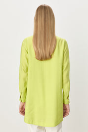 Tencel Blend Tunic with Metal Accessory Details - Pistachio Green