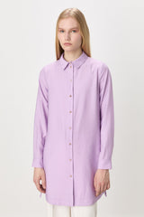 Tencel Blend Tunic with Metal Accessory Details - Lilac