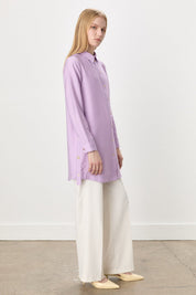Tencel Blend Tunic with Metal Accessory Details - Lilac