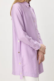 Tencel Blend Tunic with Metal Accessory Details - Lilac
