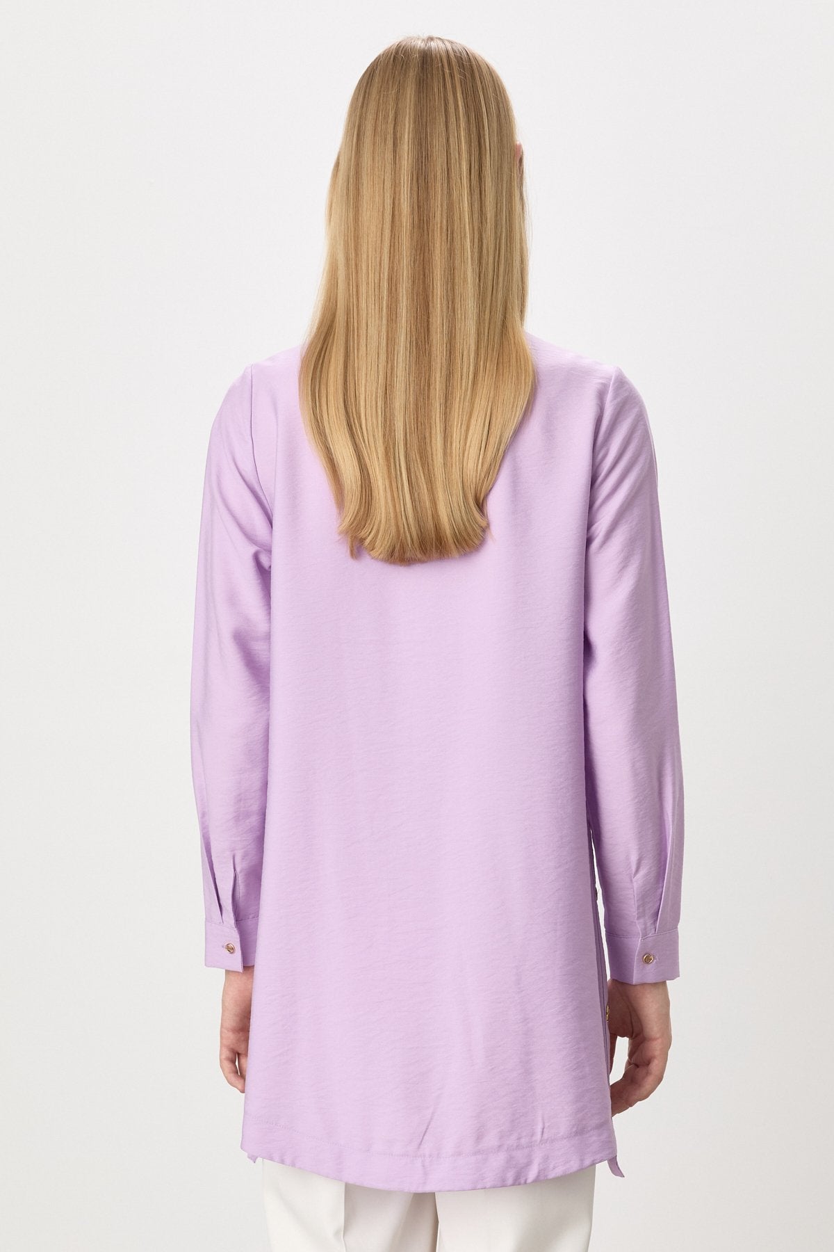 Tencel Blend Tunic with Metal Accessory Details - Lilac