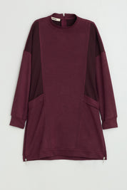 Metal Aksesuarlı Cupra Süet Tunik - Bordo