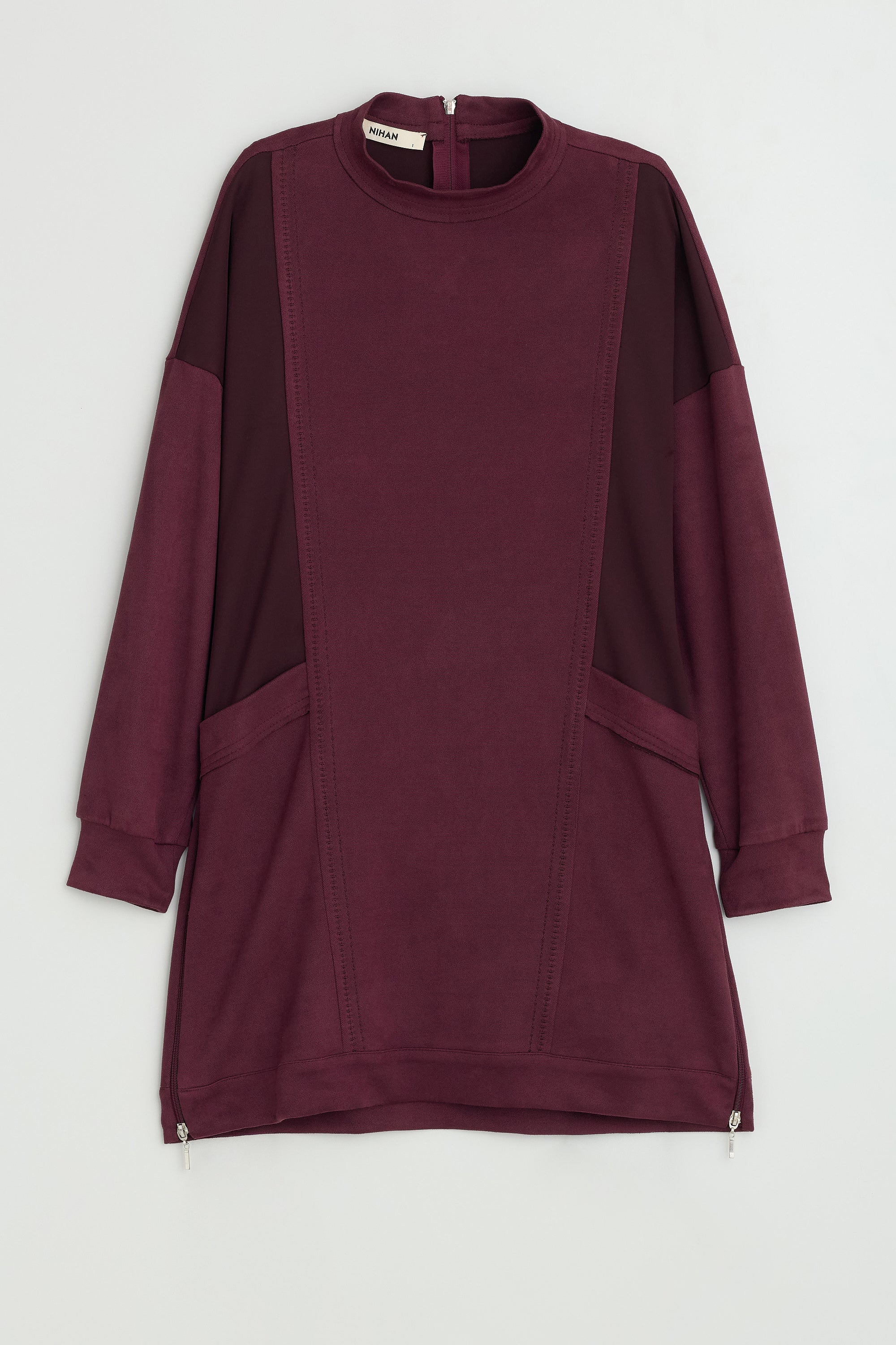 Metal Aksesuarlı Cupra Süet Tunik - Bordo