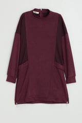 Metal Aksesuarlı Cupra Süet Tunik - Bordo