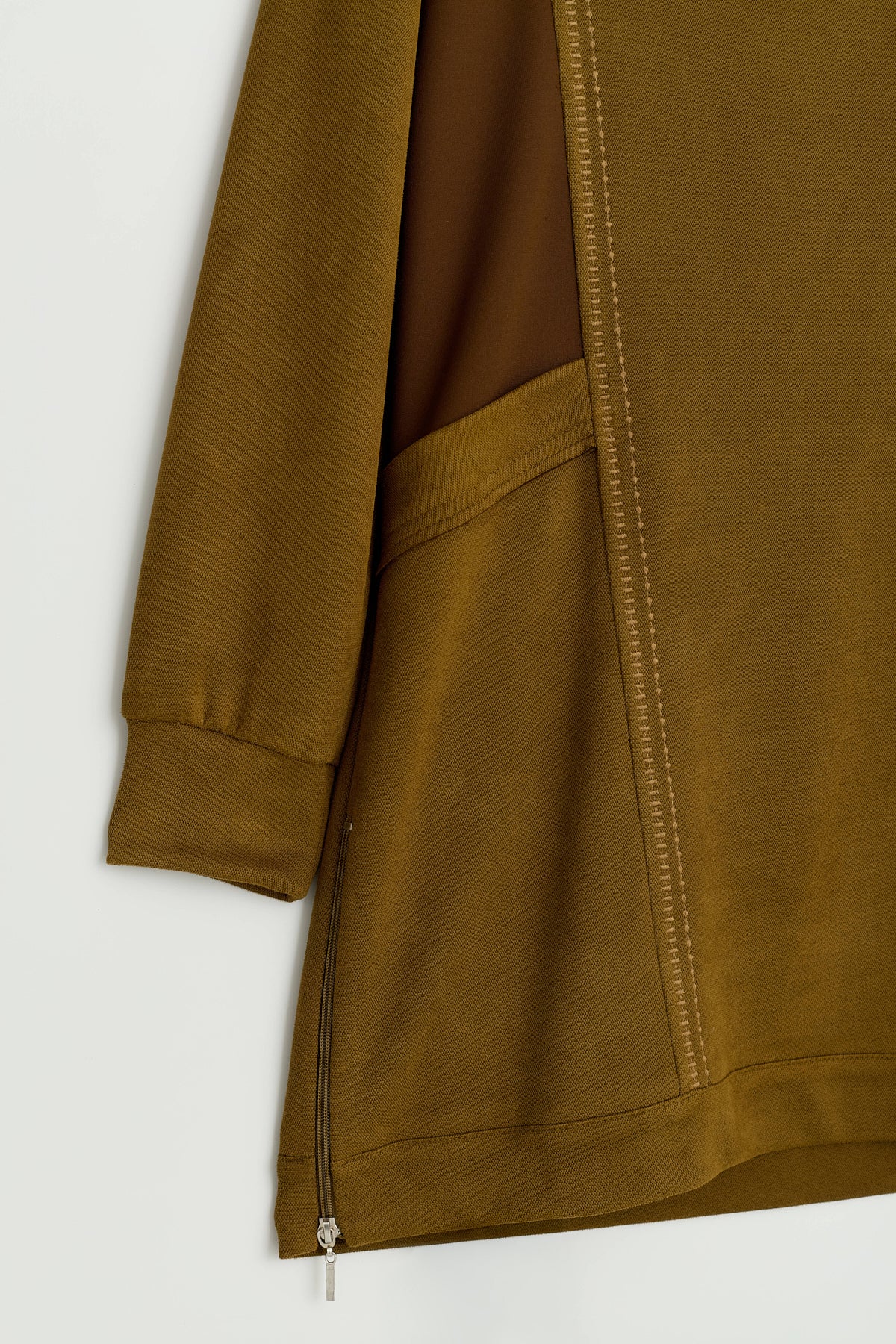 Metal Aksesuarlı Cupra Süet Tunik - Olive