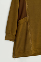 Metal Aksesuarlı Cupra Süet Tunik - Olive