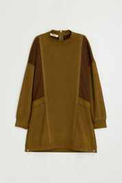 Metal Aksesuarlı Cupra Süet Tunik - Olive