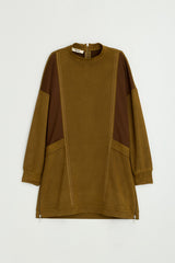 Metal Aksesuarlı Cupra Süet Tunik - Olive