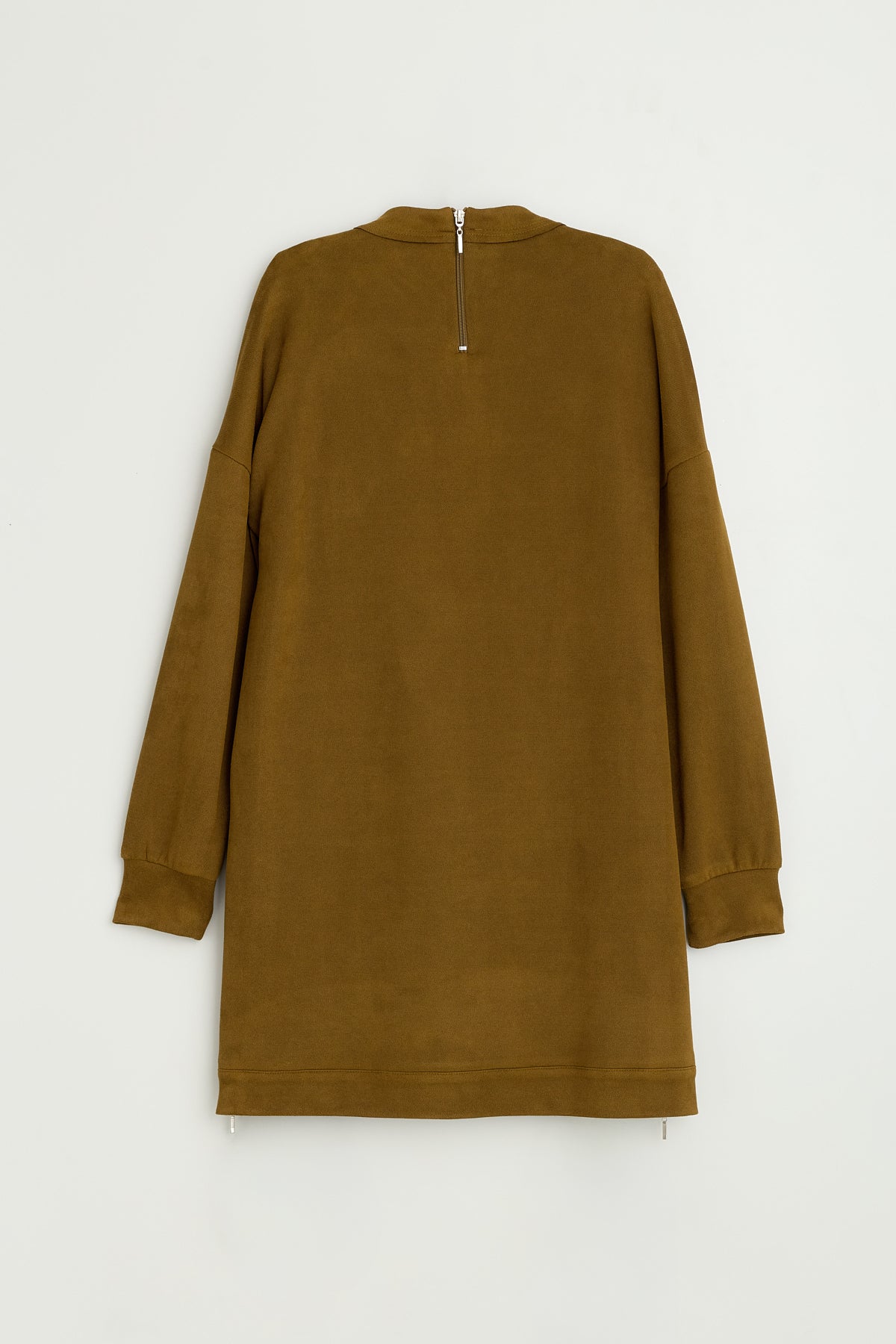 Metal Aksesuarlı Cupra Süet Tunik - Olive