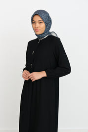 Abaya with Metal Accessories - Black