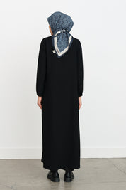 Abaya with Metal Accessories - Black