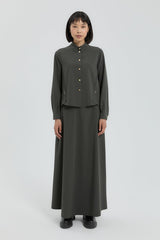 Shirt and Skirt Set with Metal Accessories - Khaki