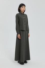 Shirt and Skirt Set with Metal Accessories - Khaki