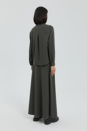Shirt and Skirt Set with Metal Accessories - Khaki