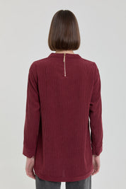 Metal Aksesuarlı Kadife Tunik - Bordo