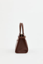 Woven Bag with Metal Accessories - Dark Brown