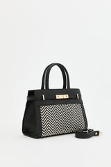 Woven Bag with Metal Accessories - Black