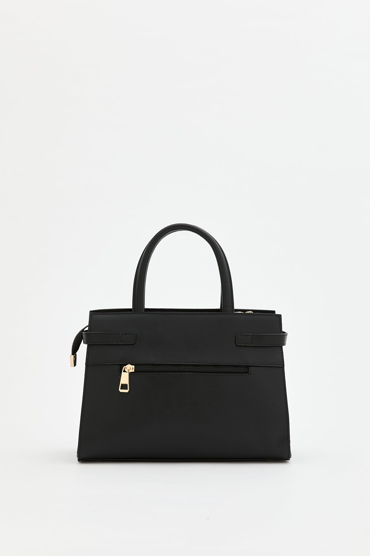 Woven Bag with Metal Accessories - Black
