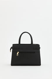 Woven Bag with Metal Accessories - Black