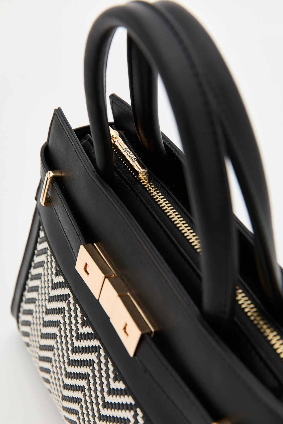Woven Bag with Metal Accessories - Black