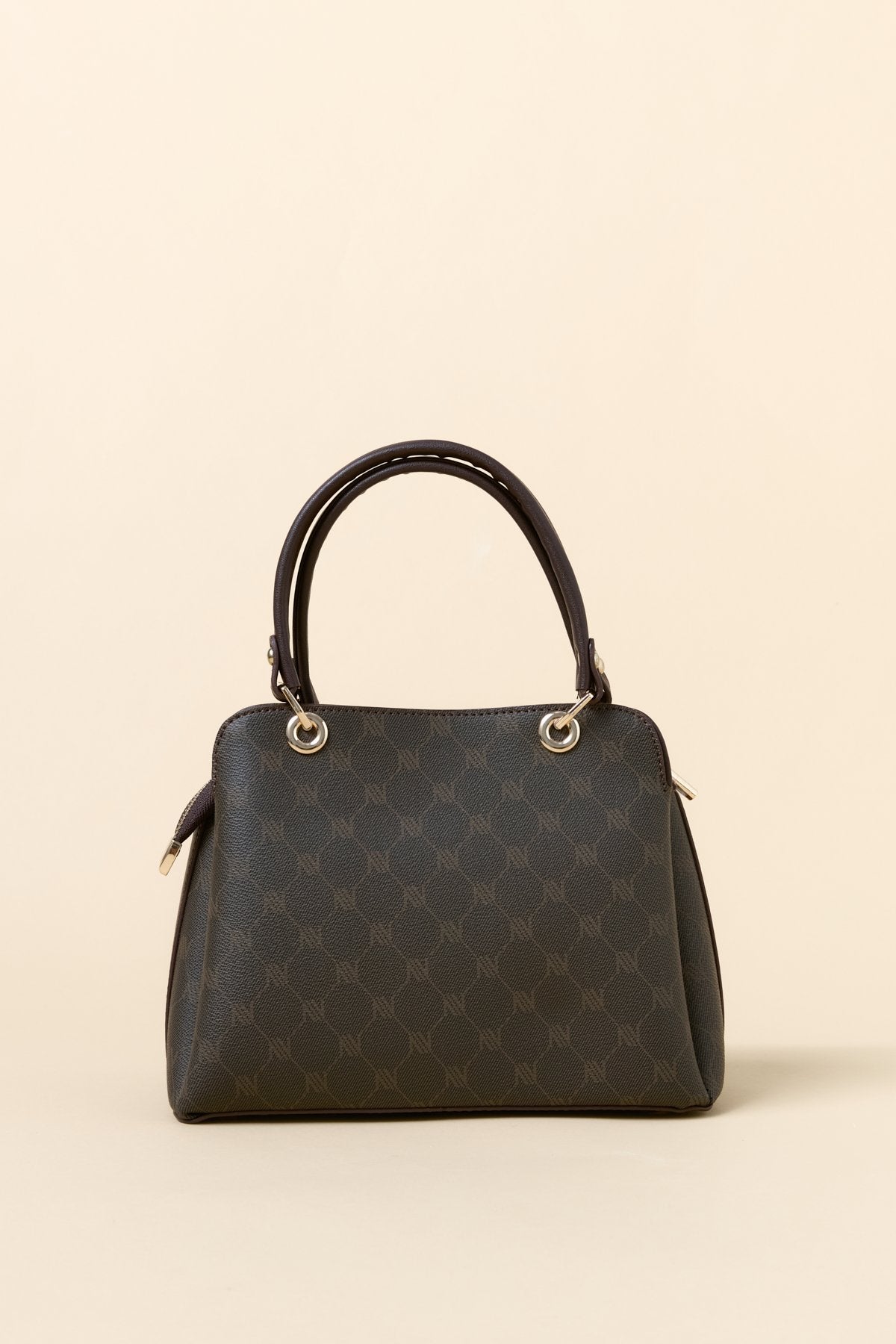 Monogram Metal Accessory Satchel Bag - Coffee