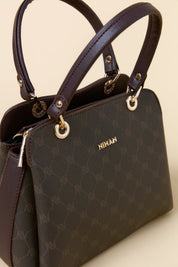 Monogram Metal Accessory Satchel Bag - Coffee