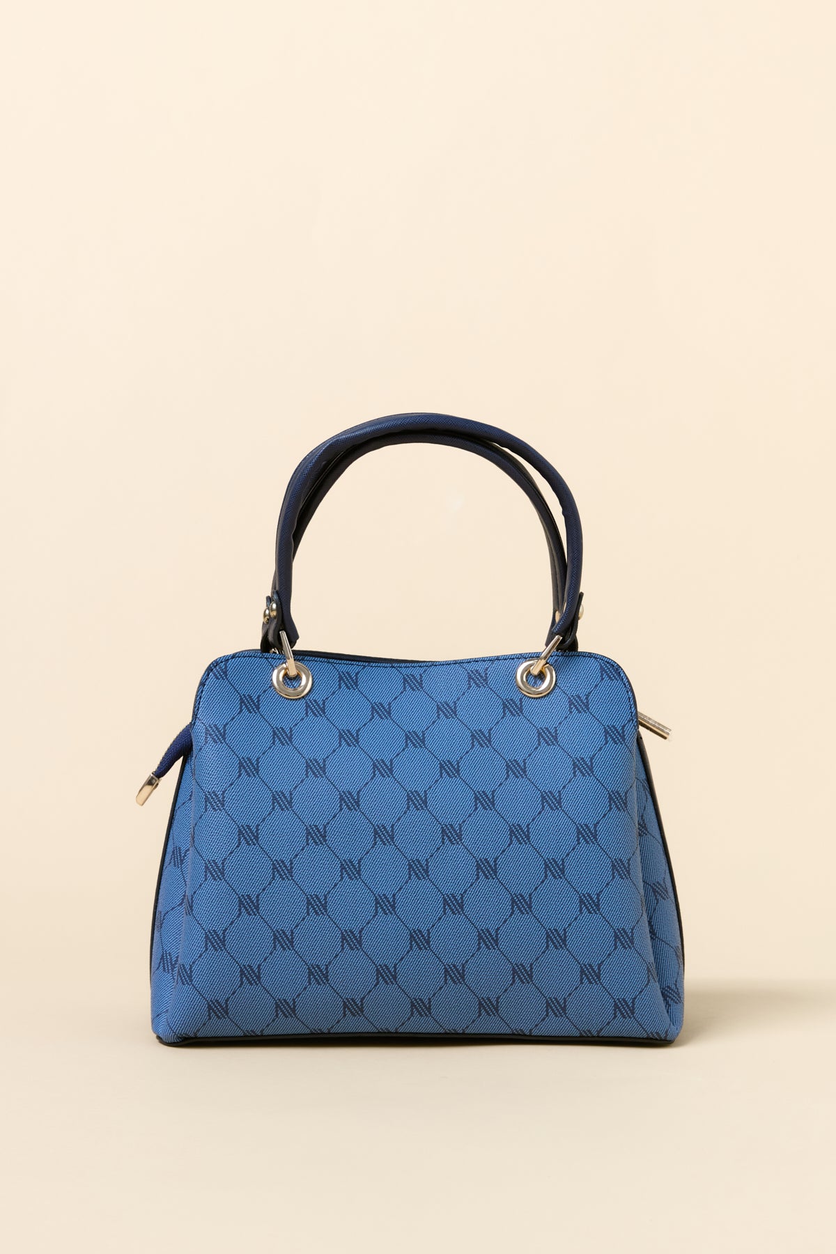 Monogram Metal Aksesuarlı Satchel Çanta - Lacivert