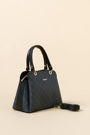 Monogram Metal Aksesuarlı Satchel Çanta - Siyah