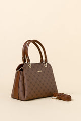 Monogram Metal Accessory Satchel Bag - Tan