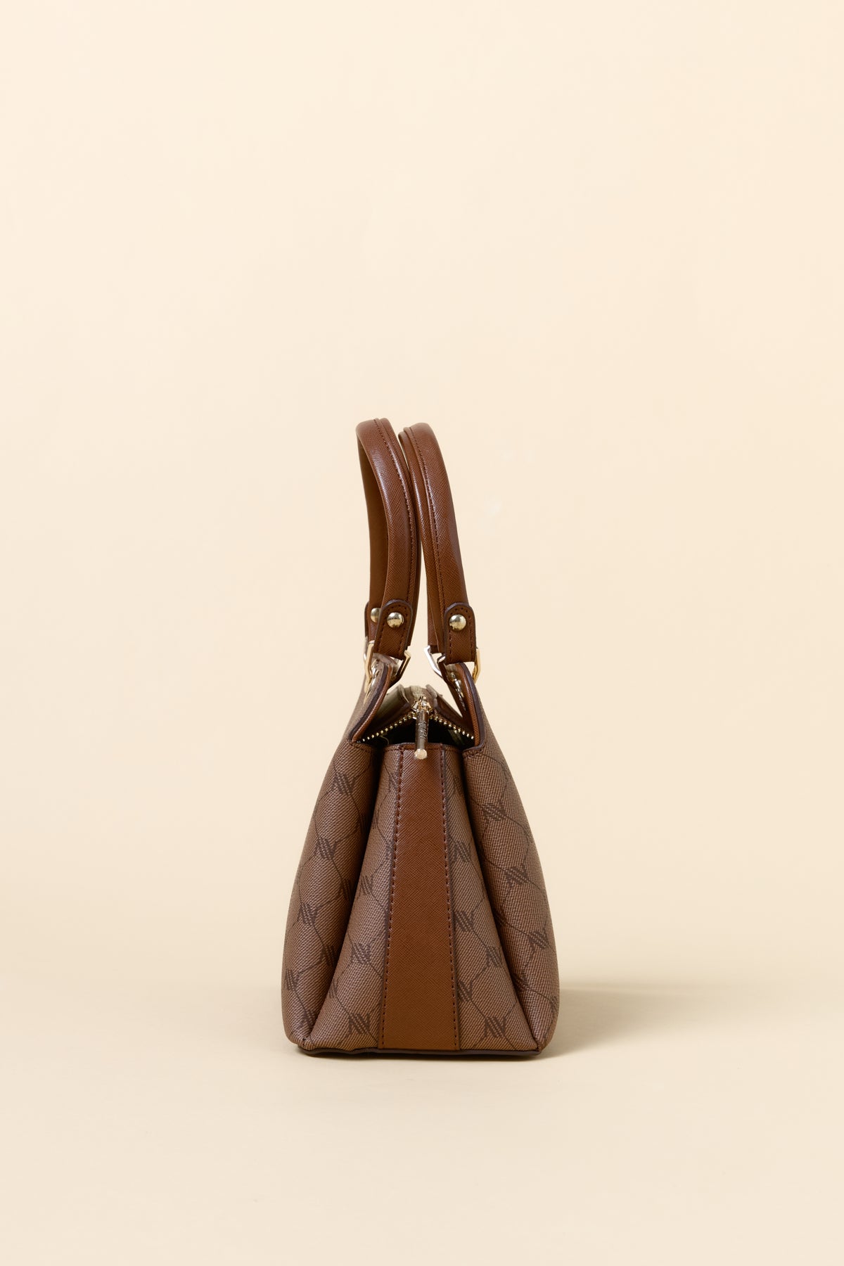 Monogram Metal Accessory Satchel Bag - Tan