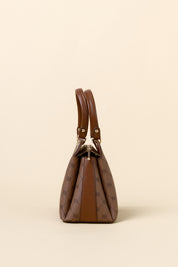 Monogram Metal Accessory Satchel Bag - Tan