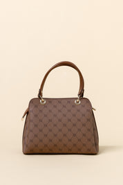 Monogram Metal Accessory Satchel Bag - Tan