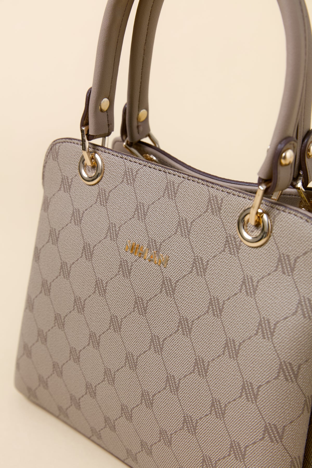 Monogram Metal Accessory Satchel Bag - Mink