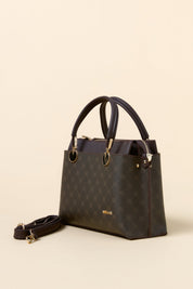 Monogram Metal Aksesuarlı Tote Çanta - Kahve