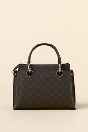 Monogram Metal Aksesuarlı Tote Çanta - Kahve