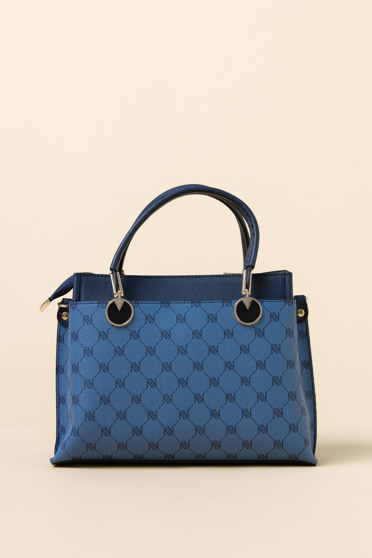 Monogram Metal Accessory Tote Bag - Navy Blue