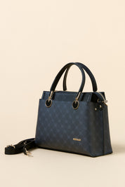 Monogram Metal Aksesuarlı Tote Çanta - Siyah