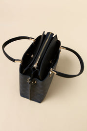 Monogram Tote Bag with Metal Accessories - Black