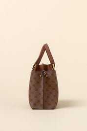 Monogram Metal Aksesuarlı Tote Çanta - Taba