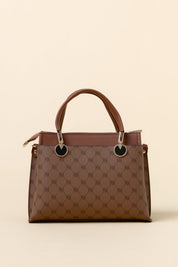 Monogram Metal Aksesuarlı Tote Çanta - Taba
