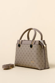 Monogram Metal Aksesuarlı Tote Çanta - Vizon