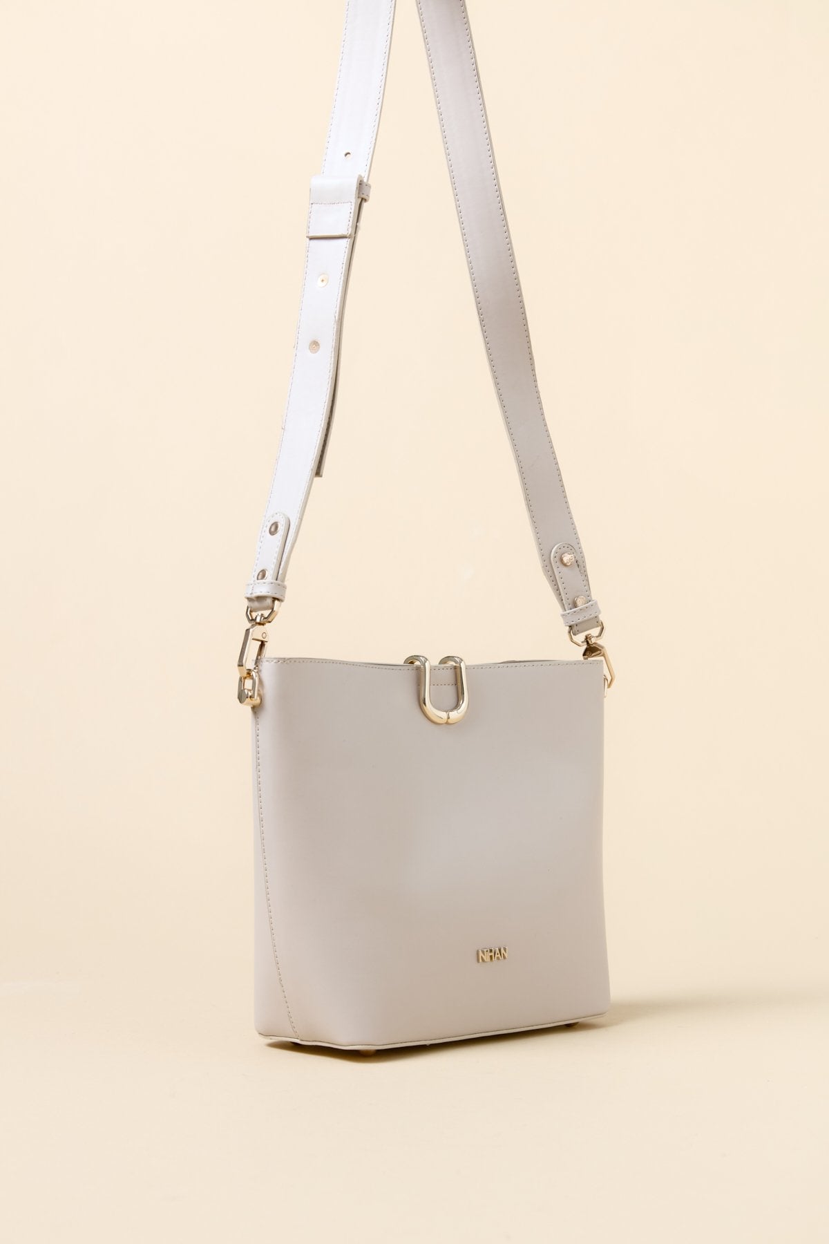 Metal Detaylı Shopper Çanta - Bej