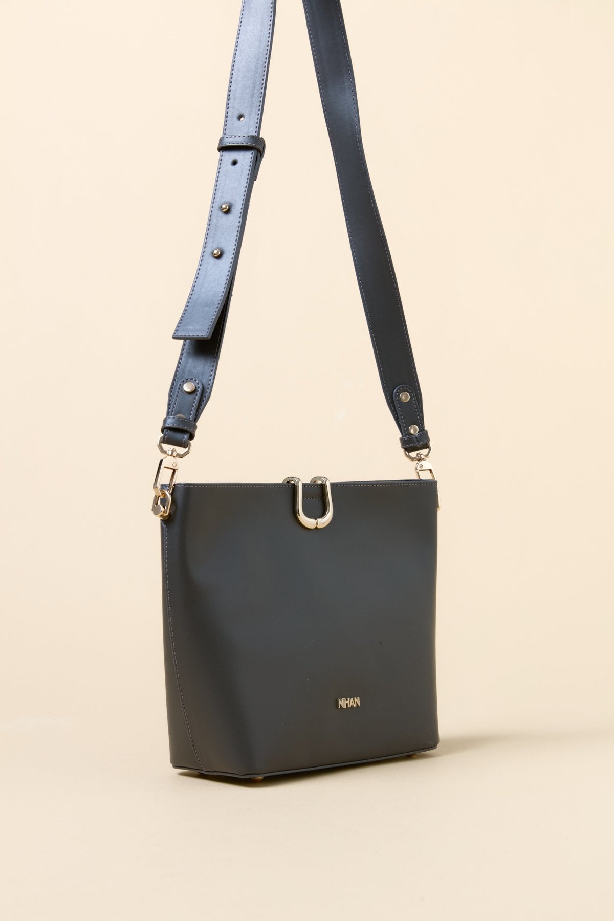 Metal Detaylı Shopper Çanta - Füme