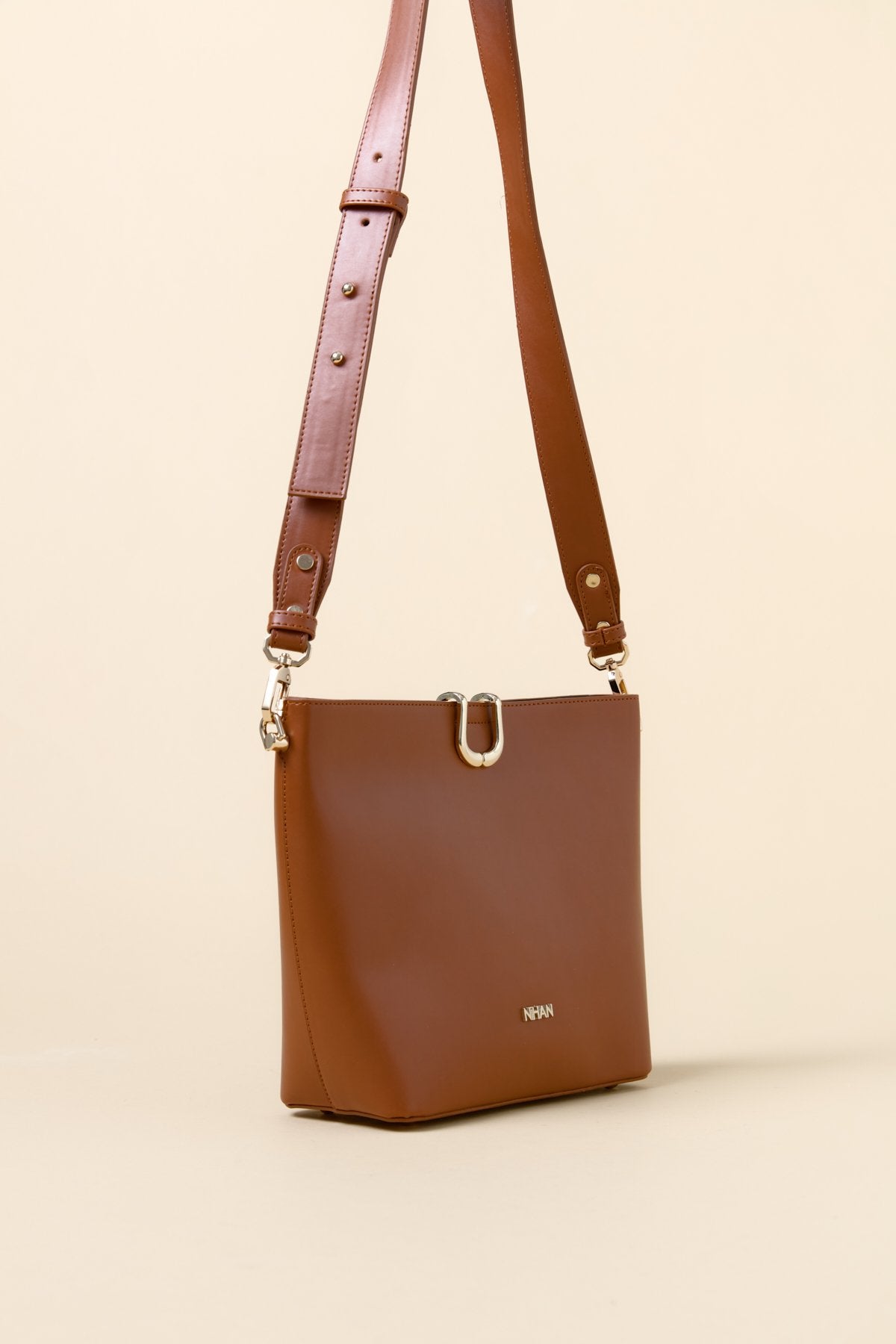 Metal Detaylı Shopper Çanta - Taba