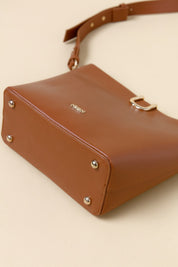 Metal Detaylı Shopper Çanta - Taba