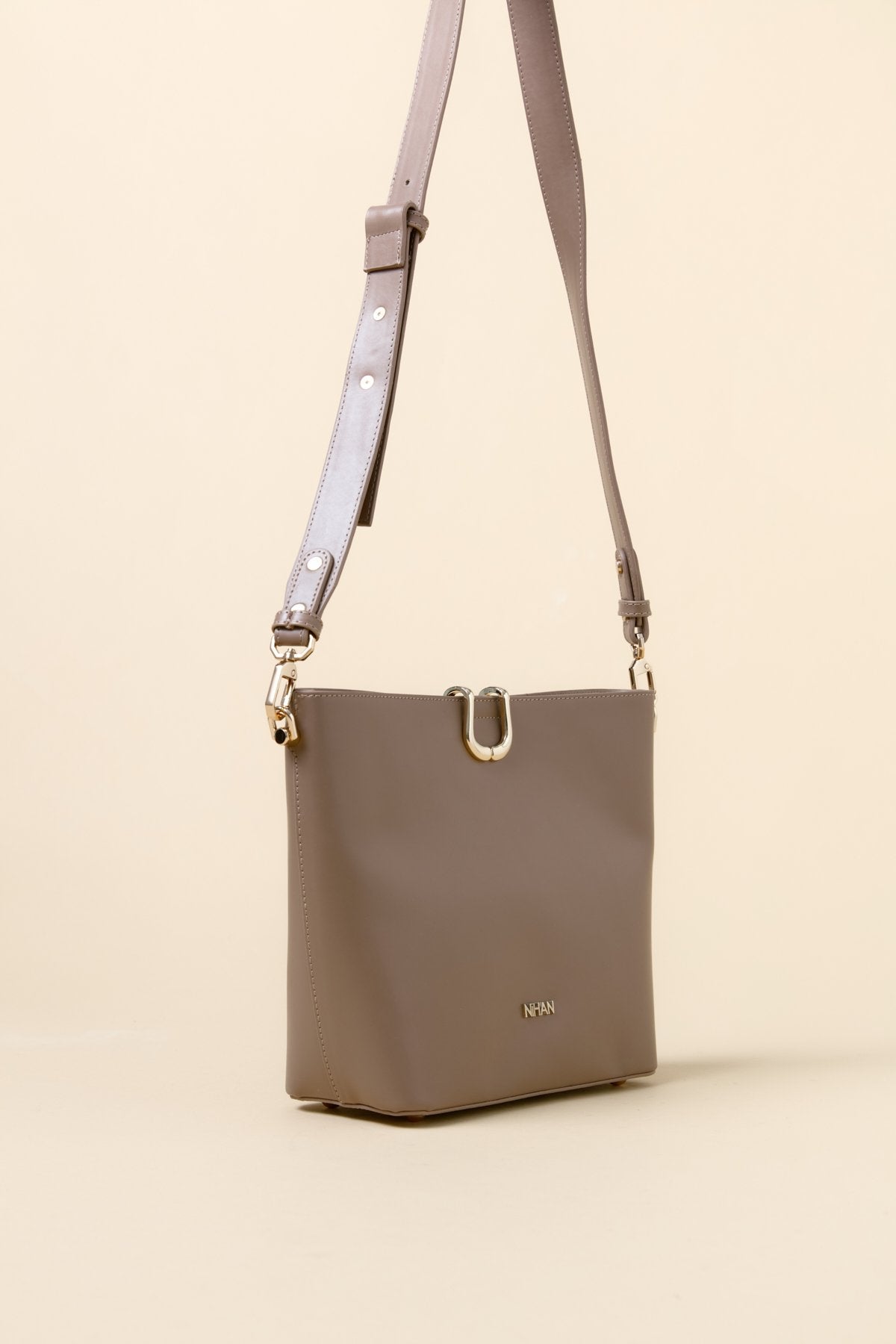 Metal Detaylı Shopper Çanta - Vizon