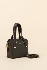 Monogram Metal Detaylı Tote Çanta - Kahve