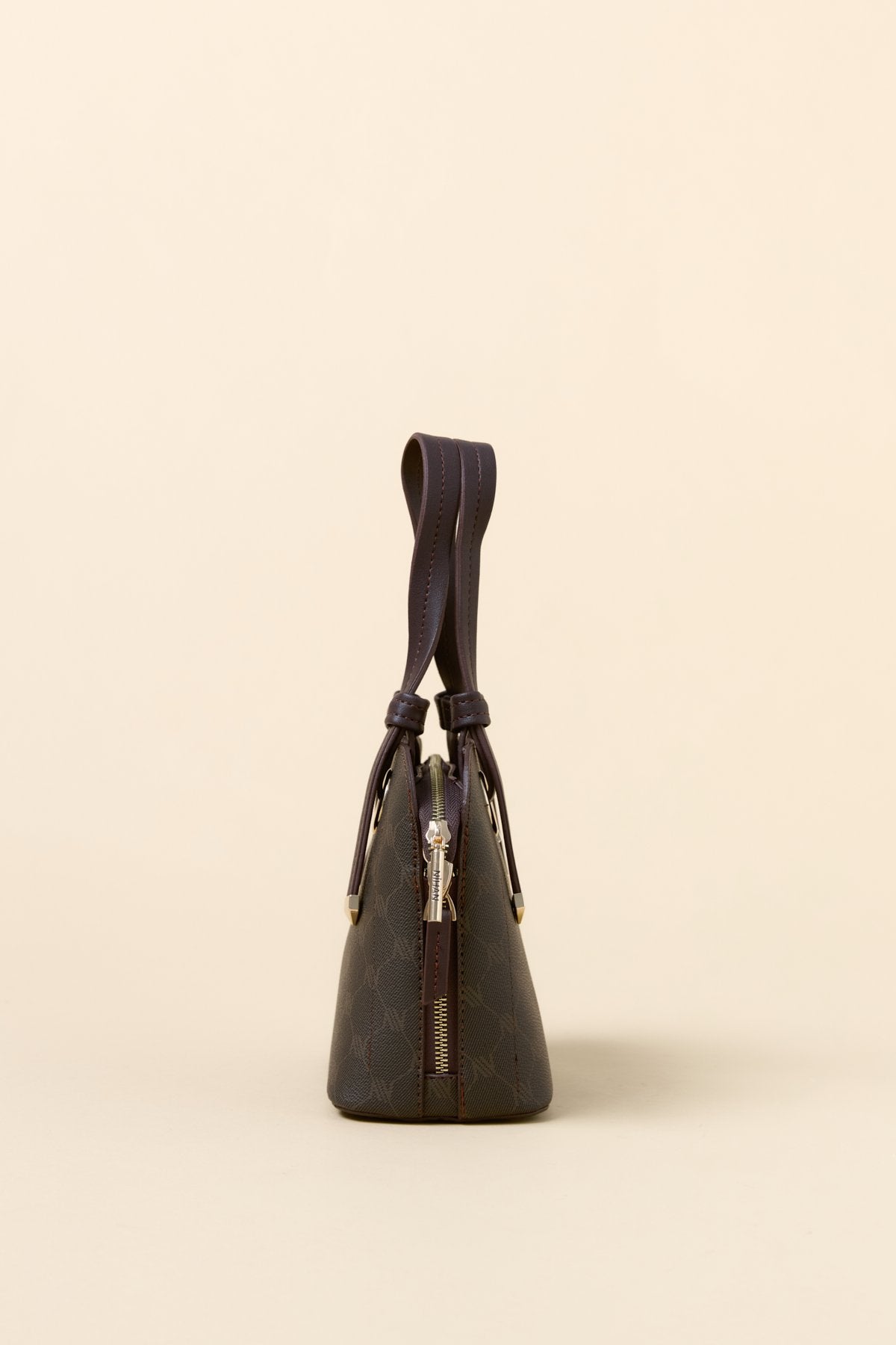 Monogram Metal Detaylı Tote Çanta - Kahve