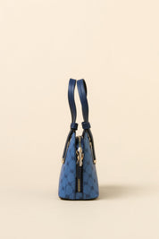 Monogram Tote Bag with Metal Details - Navy Blue