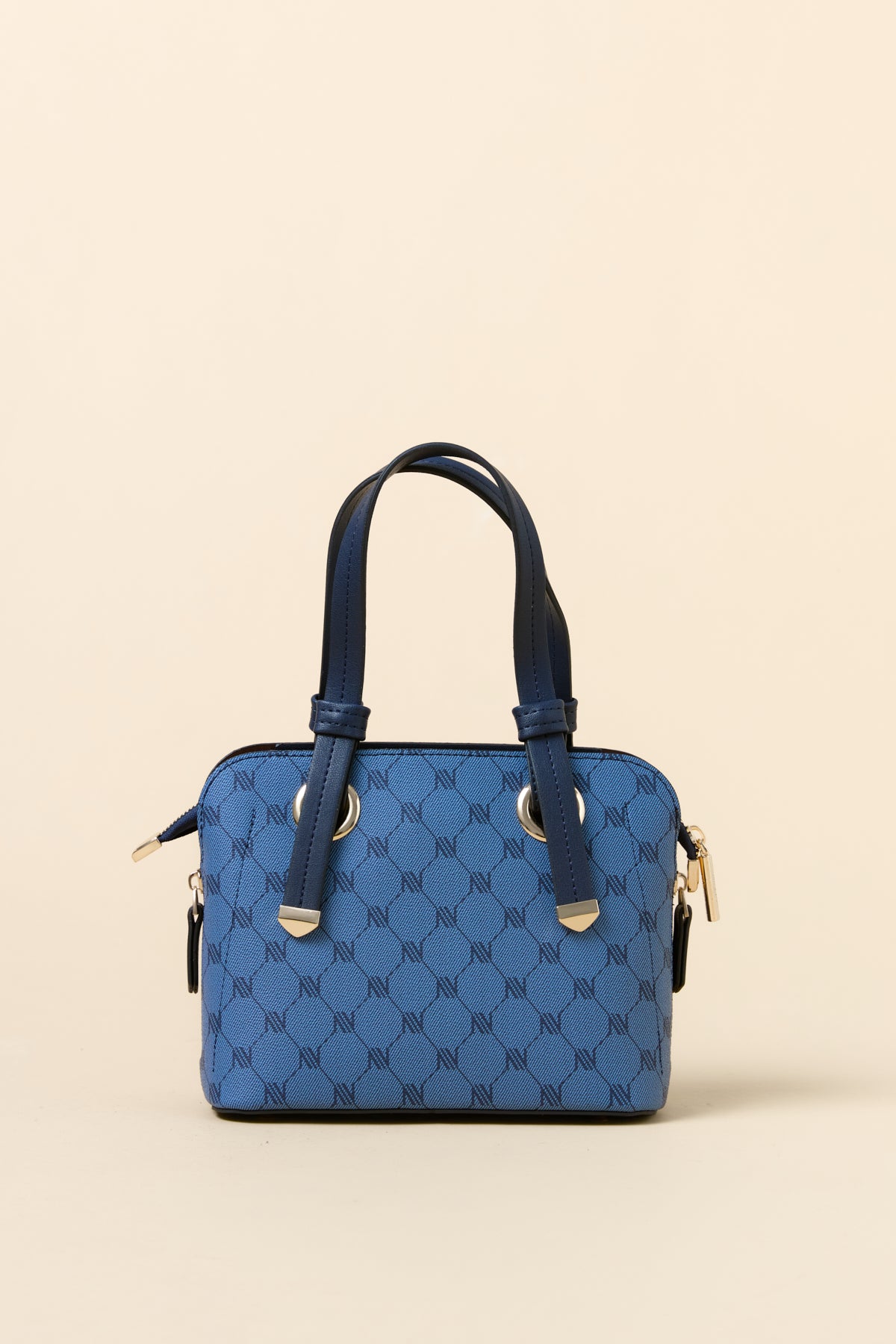 Monogram Tote Bag with Metal Details - Navy Blue